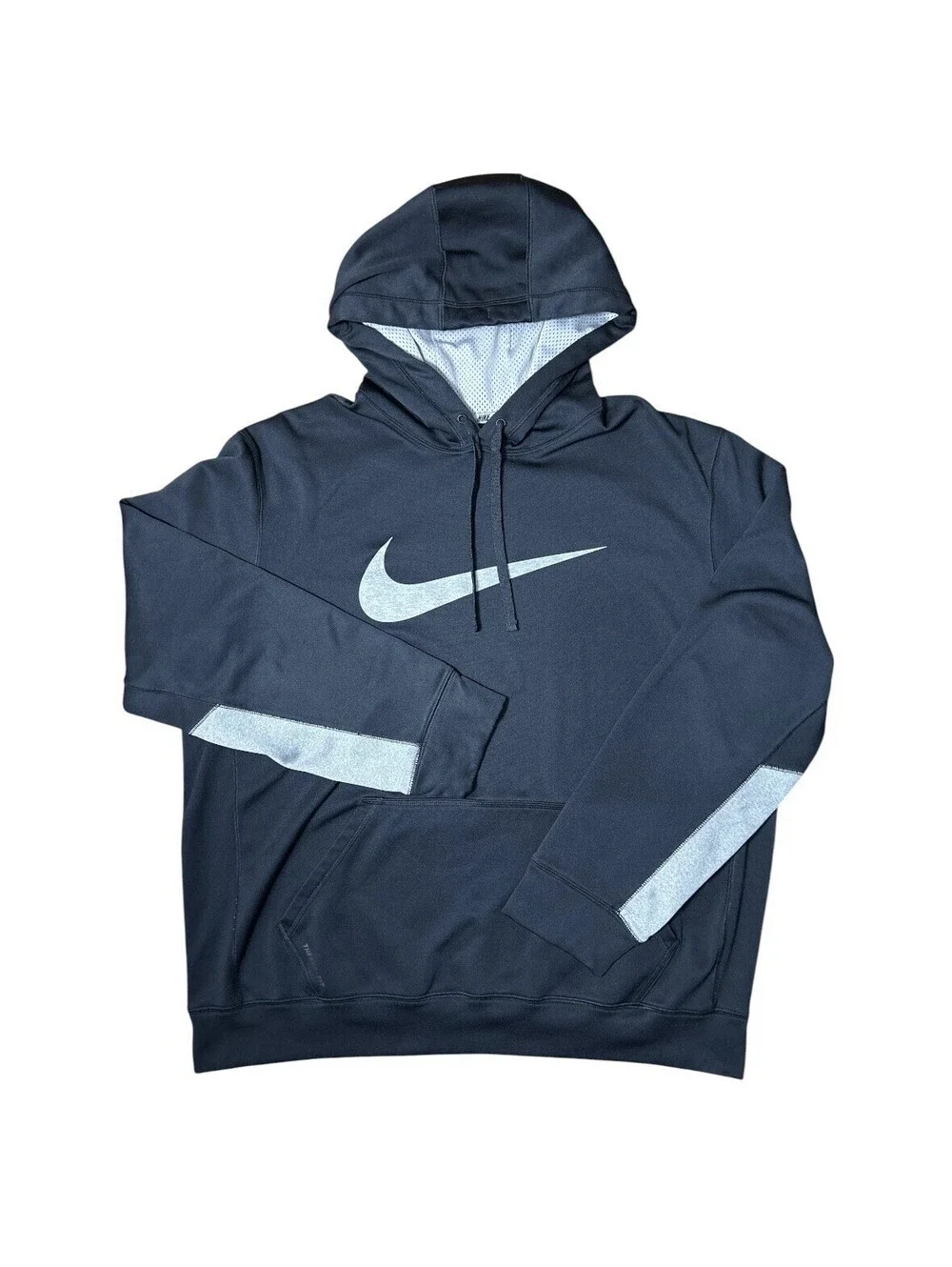 Nike Men's XL Therma-FIT Big Swoosh Lined Pullover Hoodie Black/Grey Accent